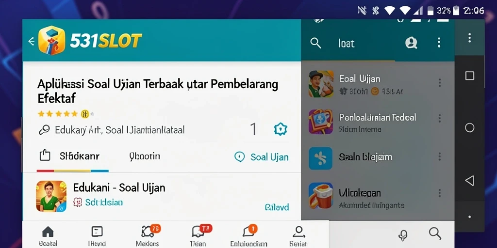 Tampilan antarmuka aplikasi Soal Ujian 531SLOT yang menarik.