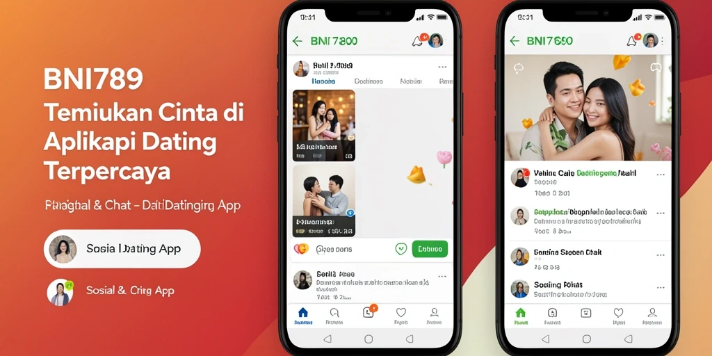 Tampilan antarmuka utama BNI789 dengan fitur-fitur Dating App yang menarik.