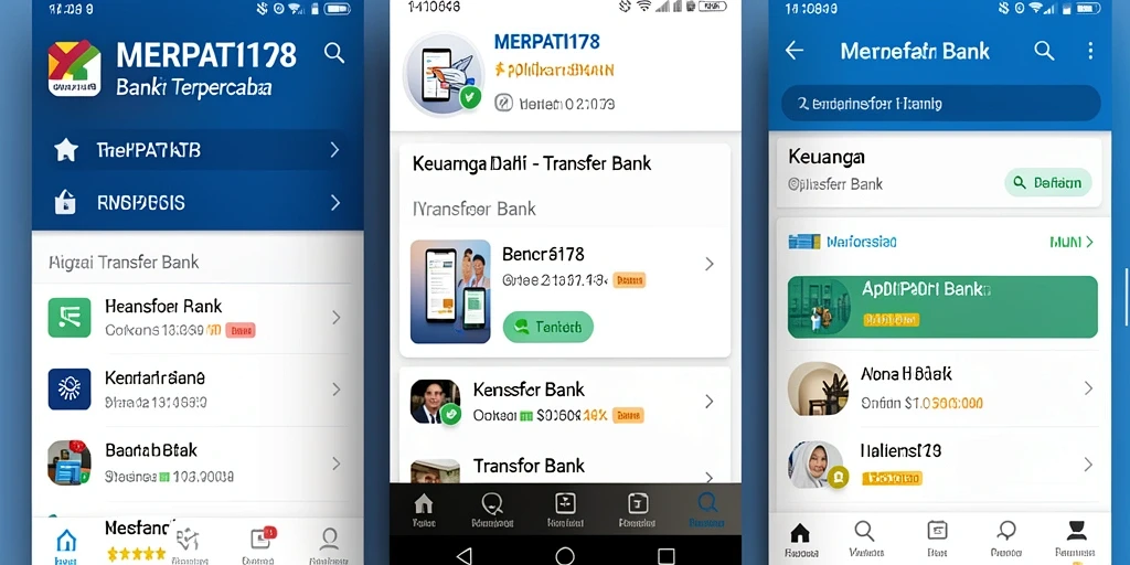 Antarmuka aplikasi <strong>MERPATI178</strong> yang sederhana dan intuitif untuk Transfer Bank.